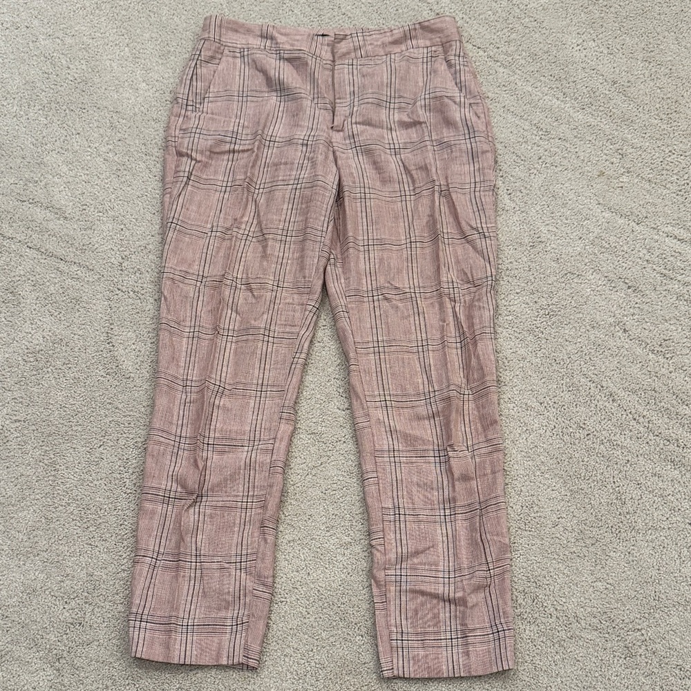 Zara Women's Plaid Lightweight Pants - Pink and Black